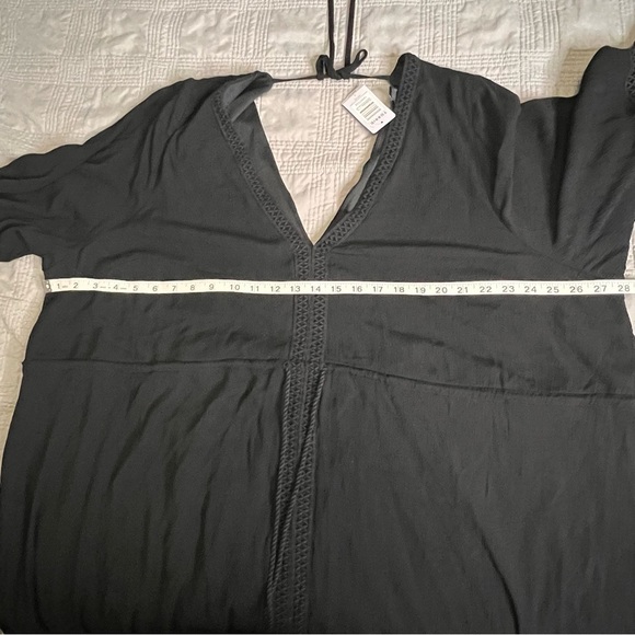 TORRID Black Gauze Long Sleeve Skater Dress Bell Sleeve Tie Back Plus Size 4X 4 - Picture 9 of 14